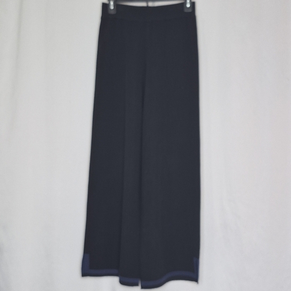Tahari Pull-On Wide Leg Pants Elastic Waistline Ankle Slit Colorblock - Size S/6 - Picture 1 of 11